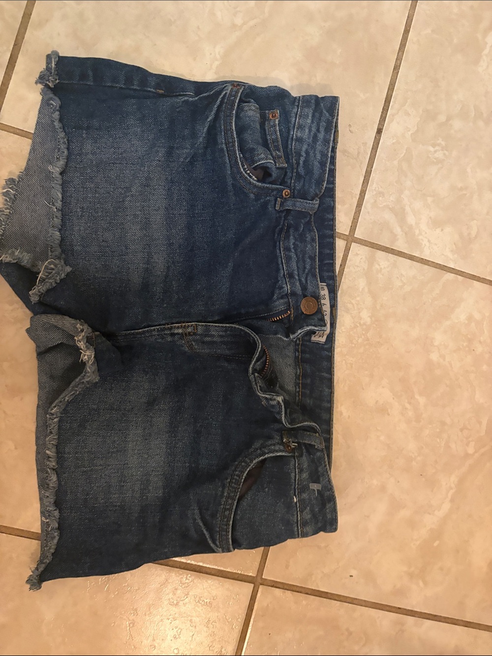 Denim&Co Dark Blue Frayed Hem Denim Shorts